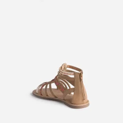 Sandale spartiate BUGGY beige broderies raphia