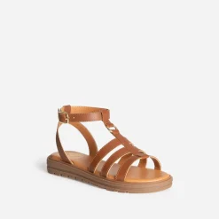 Sandale spartiate BUGGY camel en cuir