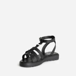 Sandale spartiate BUGGY noire en cuir