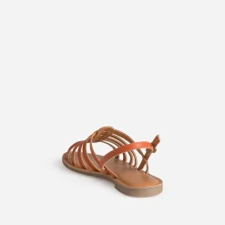 Sandale spartiate orange cuir