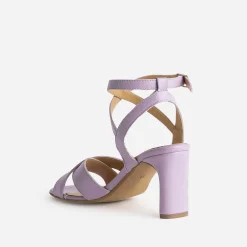 Sandale talon en cuir mauve