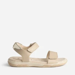 Sandale TBS beige cuir à scratchs