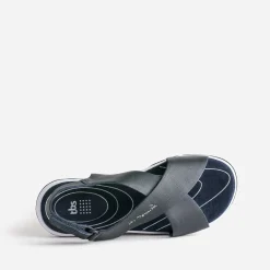 Sandale TBS marine en cuir à larges brides