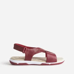 Sandale TBS rouge en cuir à larges brides