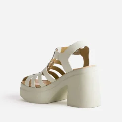 Sandale TEXTO beige clair en cuir à plateforme