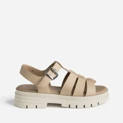 Sandale TEXTO beige en cuir à semelle crantée