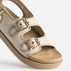 Sandale TEXTO beige motif chevrons