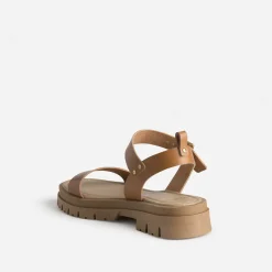 Sandale TEXTO camel cuir semelle crantée