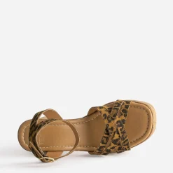 Sandale TEXTO camel motif léopard plateforme liège