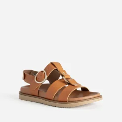 Sandale TEXTO cognac cuir multi brides