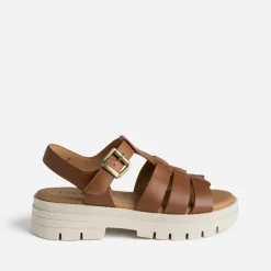 Sandale TEXTO cognac en cuir à semelle crantée