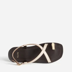Sandale TEXTO écrue cuir décor bijou