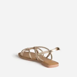 Sandale TEXTO dorée cuir froissé