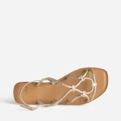 Sandale TEXTO dorée cuir froissé