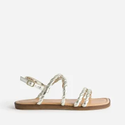 Sandale TEXTO dorée en cuir brides entrelacées
