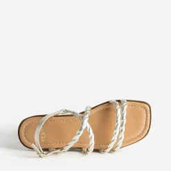 Sandale TEXTO dorée en cuir brides entrelacées