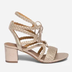 Sandale TEXTO dorée tressée à lacet