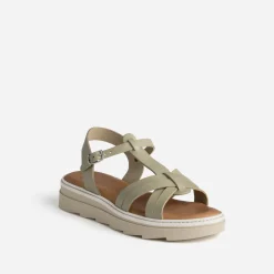 Sandale TEXTO kaki clair en cuir