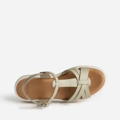 Sandale TEXTO kaki clair en cuir