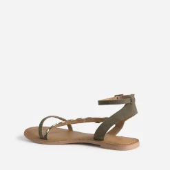 Sandale TEXTO kaki cuir velours éco-conçu