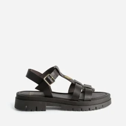 Sandale TEXTO marron cuir décor soleil