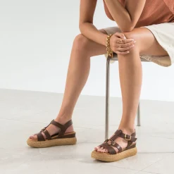 Sandale TEXTO marron cuir
