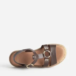 Sandale TEXTO marron cuir