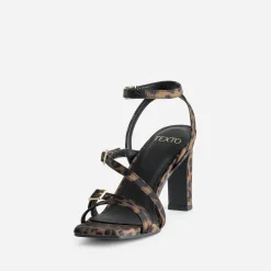 Sandale TEXTO marron effet léopard
