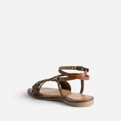 Sandale TEXTO marron en cuir tressé
