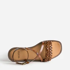 Sandale TEXTO marron en cuir tressé