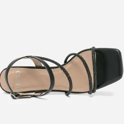 Sandale TEXTO noire à brides strassées