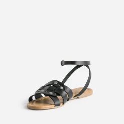 Sandale TEXTO noire éco-conçue en cuir