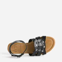 Sandale TEXTO noire éco-conçue en cuir