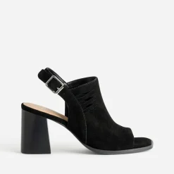 Sandale TEXTO noire cuir velours open-toe