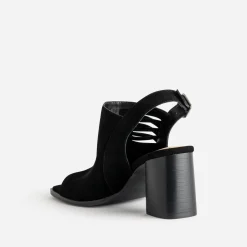 Sandale TEXTO noire cuir velours open-toe