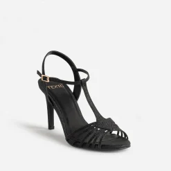 Sandale TEXTO noire pailletée à talon