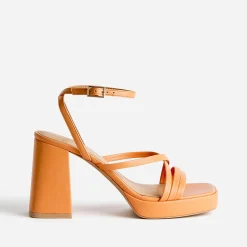 Sandale TEXTO orange à talon flare