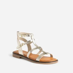 Sandale-spartiate camel cuir