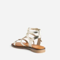 Sandale-spartiate camel cuir