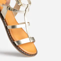 Sandale-spartiate camel cuir