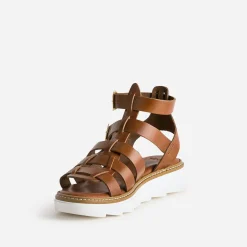 Sandale-spartiate TEXTO cognac en cuir