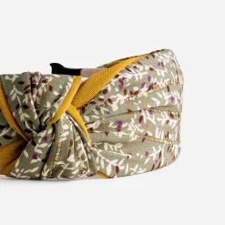 Serre-tête vert sauge à imprimé fleuri