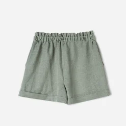 Short TEXTO vert sauge taille haute