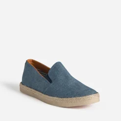 Slip-on bleu toile détail corde