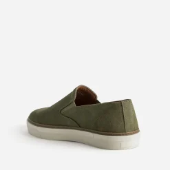 Slip-on kaki éco-conçu en cuir velours