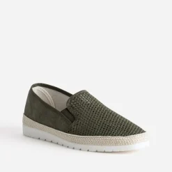 Slip-on kaki en toile bi-matière