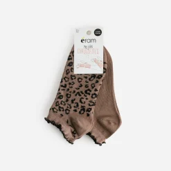 Socquettes marron finitions bourdon