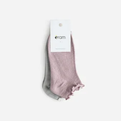 Socquettes rose et grise pailletées
