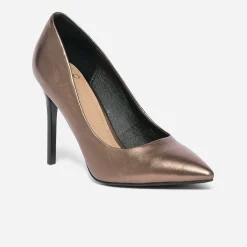 Stiletto TEXTO bronze métallisé à talon verni