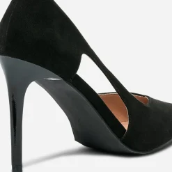 Stiletto TEXTO noir suédé à talon verni